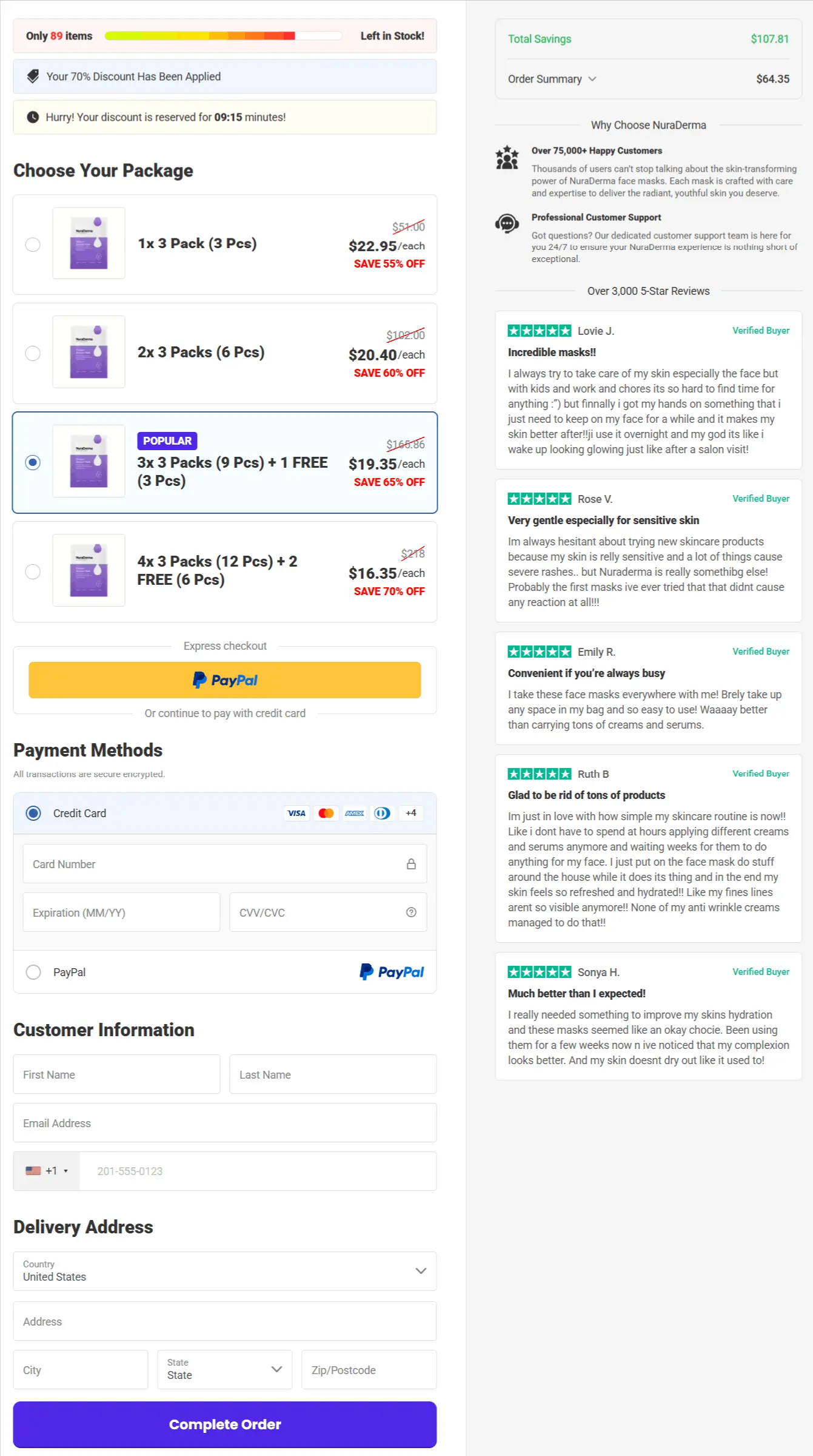 nuraderma Collagen Mask secure checkout page